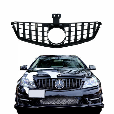 Grill passend voor Mercedes C-klasse W204 S204 GT Look Panamericanan Glans Zwart