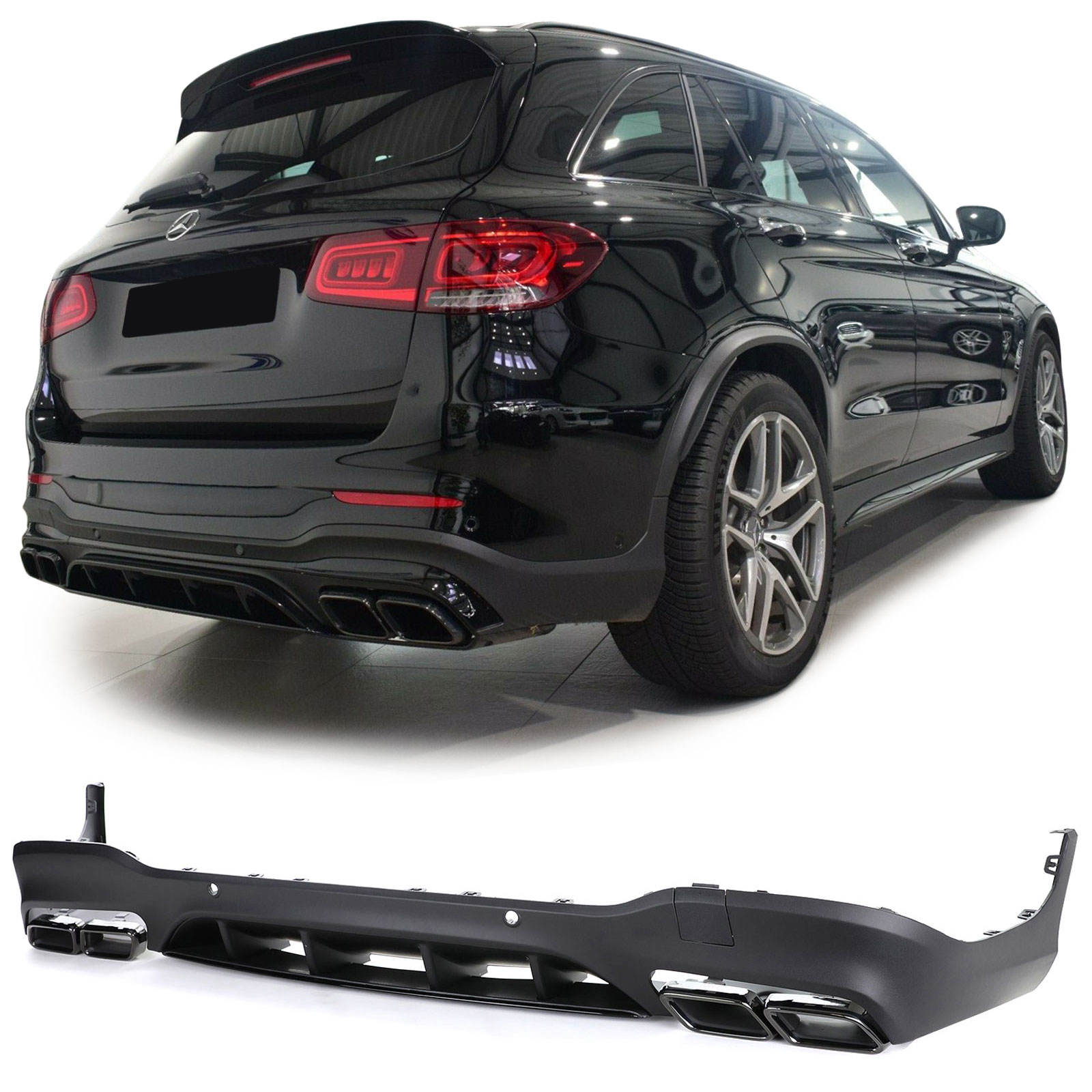 Achterbumper Diffuser passend voor Mercedes GLC X253 (2015-..) AMG Design