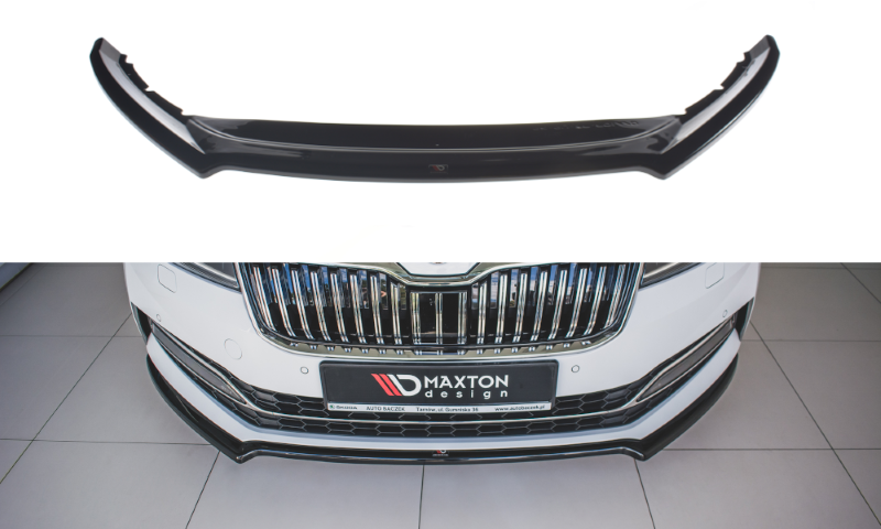 Voorspoiler passend voor Skoda Superb 3 FL Maxton Design glans zwart V.1