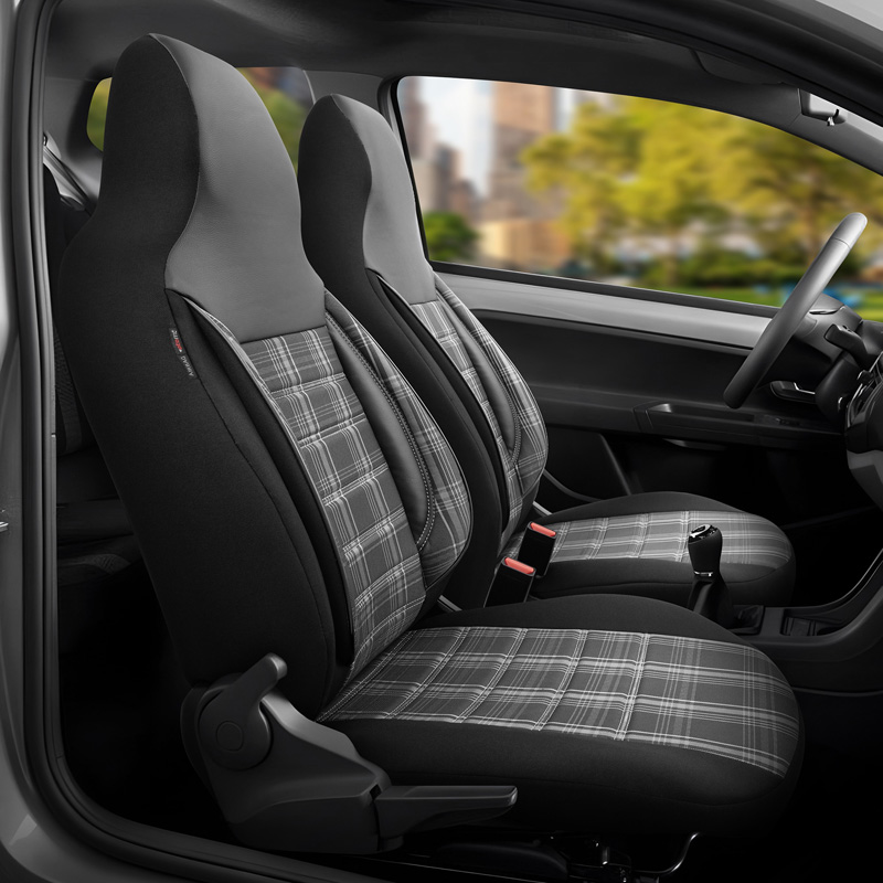 Universele Stoffen 'CityBug' Stoelhoezenset 'Sports' Zwart/Grijs/Wit - 9-delig - geschikt voor Side-Airbags