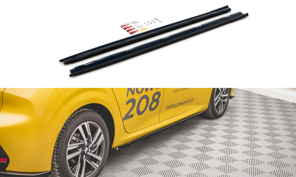 Zijskirts Peugeot 208 Mk2 Maxton Glans Zwart
