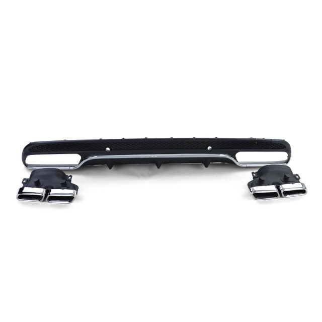 Achterbumper Diffuser passend voor Mercedes W205 C-Klasse C63S Design Chroom AMG Sport Line