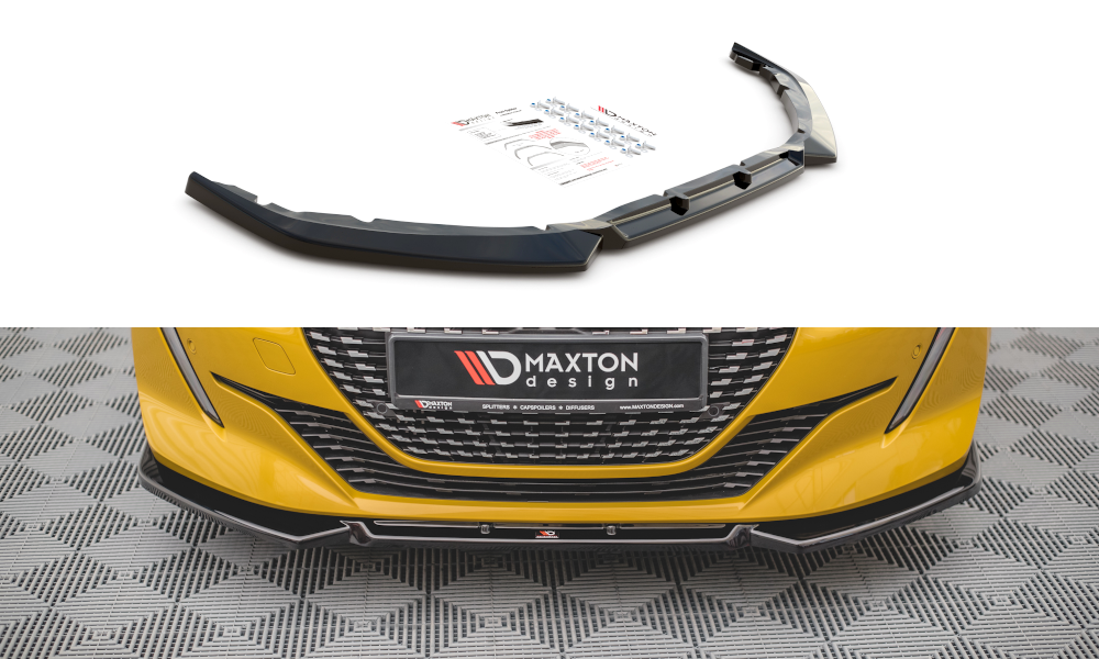 Voorspoiler V.1 Peugeot 208 Mk2 Maxton Glans Zwart