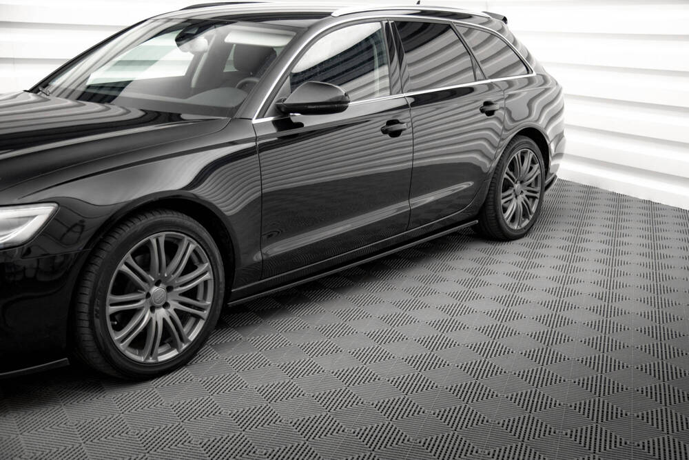 Zijskirts passend voor Audi A6 Avant C7 Maxton Glans Zwart