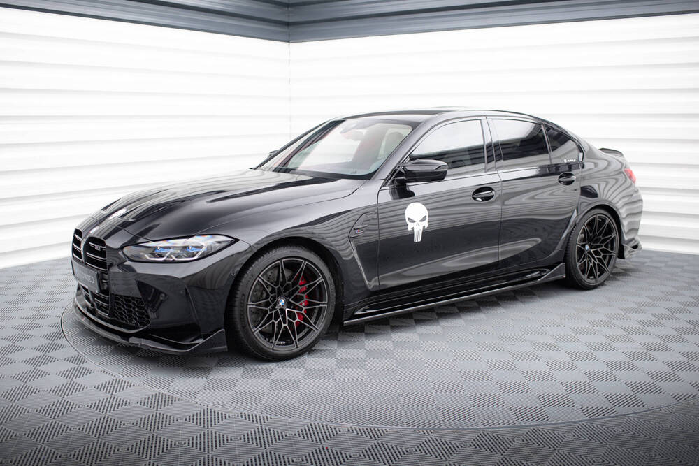 Zijskirts passend voor BMW M3 G80 / G81 Maxton CSL Look Glans Zwart