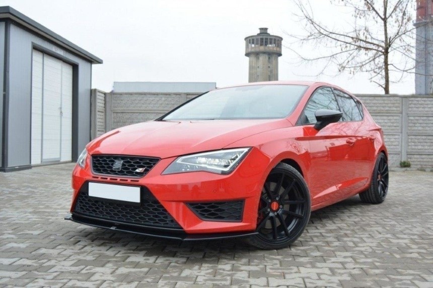 Voorspoiler passend voor Seat Leon Cupra FR 5F Maxton Design glans zwart