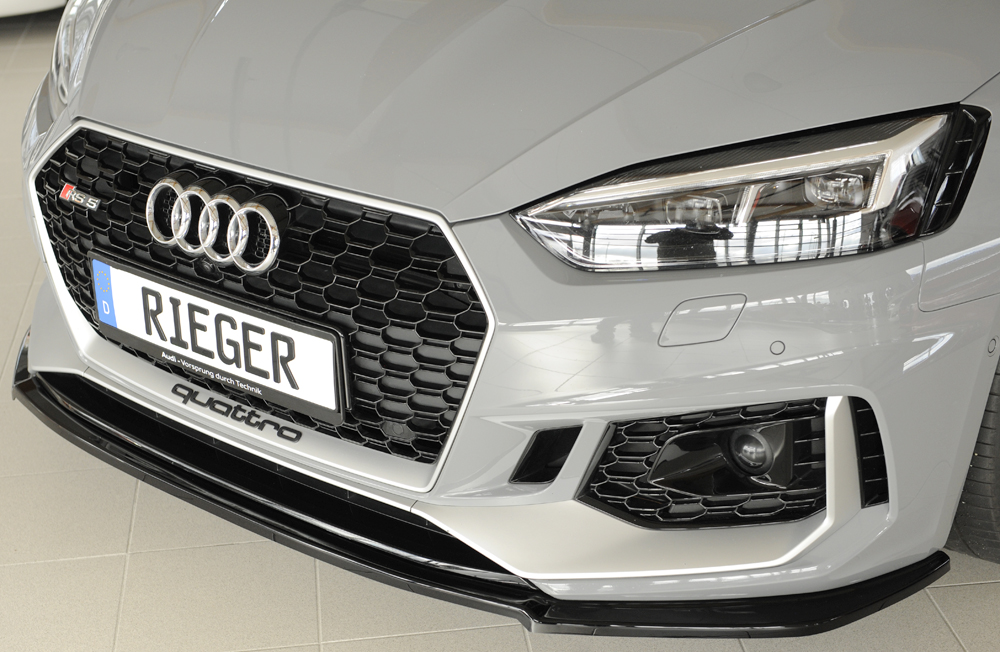 Voorspoiler passend voor Audi RS5 B9/F5 Zwart Glans Rieger