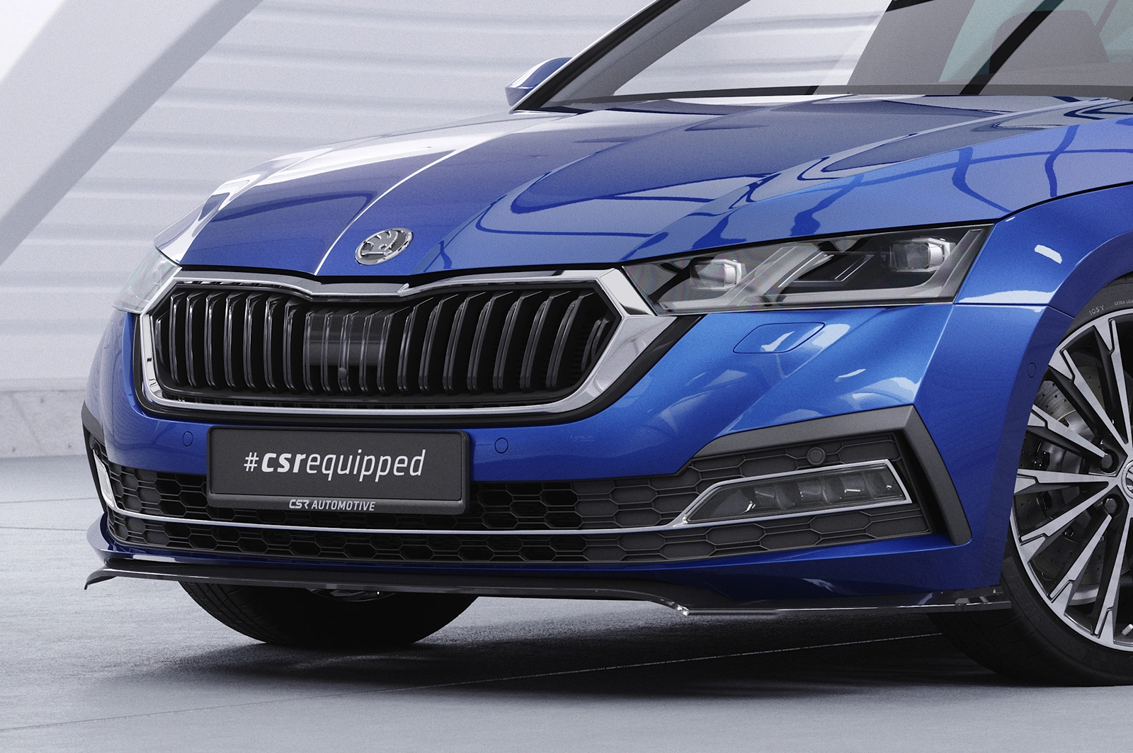 Voorspoiler passend voor Skoda Octavia 4 Glans Zwart (2019-) van CSR Automotive