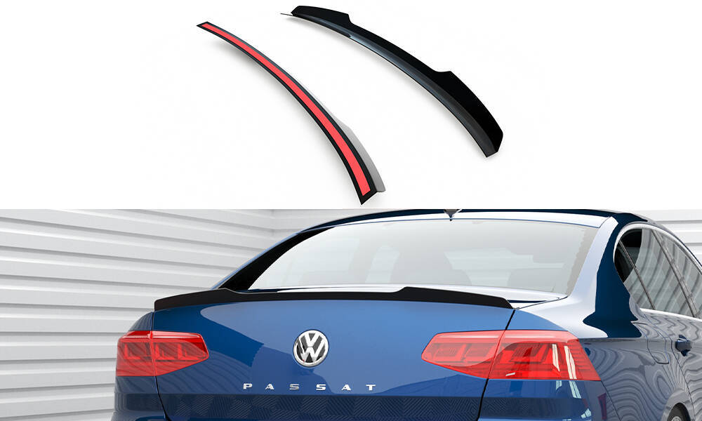 Spoiler passend voor Volkswagen Passat Sedan R-Line B8 Glans Zwart Maxton