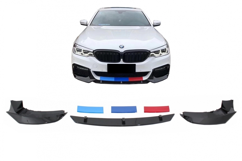 Voorspoiler passend voor BMW 5 Serie G30 G31 17-20 M Performance Look M Stripes