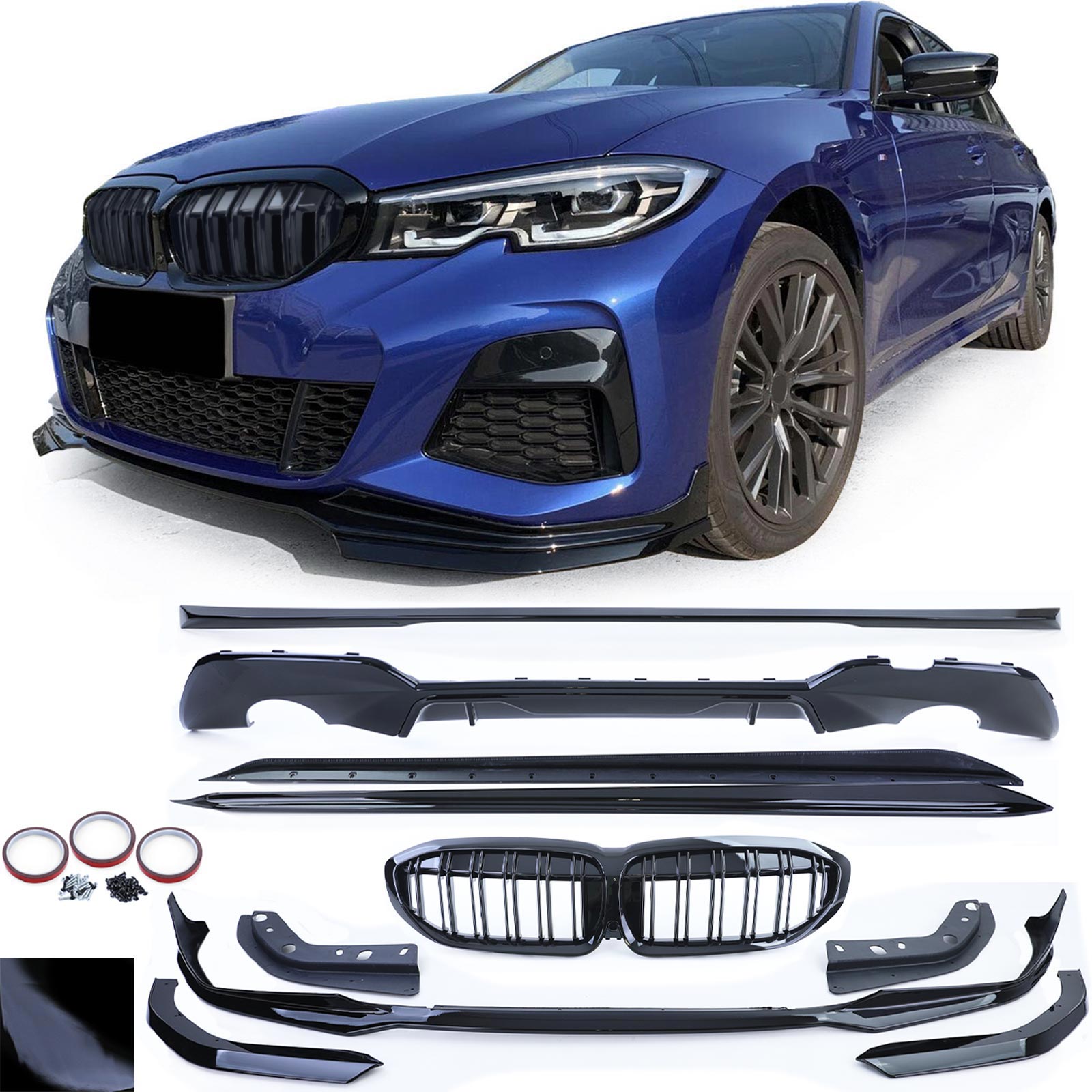 Bodykit passend voor BMW 3 Serie G20 Glans Zwart Look M-Pakket