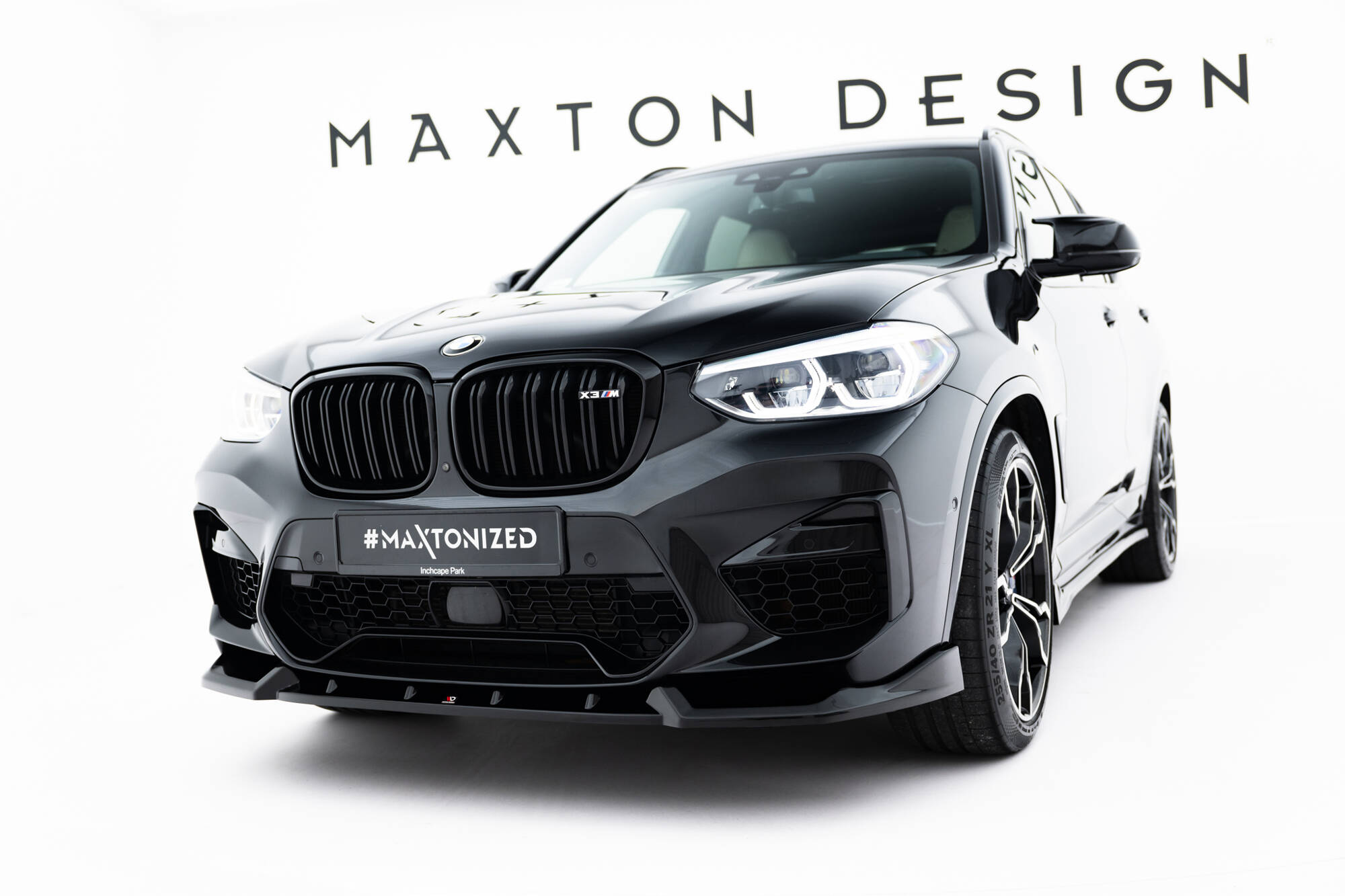 Voorspoiler passend voor BMW X3 M F97 Maxton Glanzend zwart