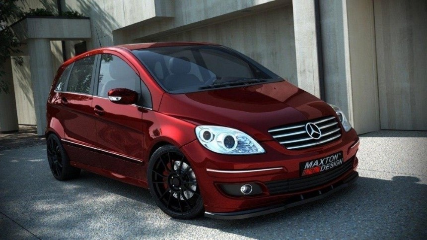 Voorspoiler passend voor Mercedes B-klasse W245 Maxton Design glans zwart