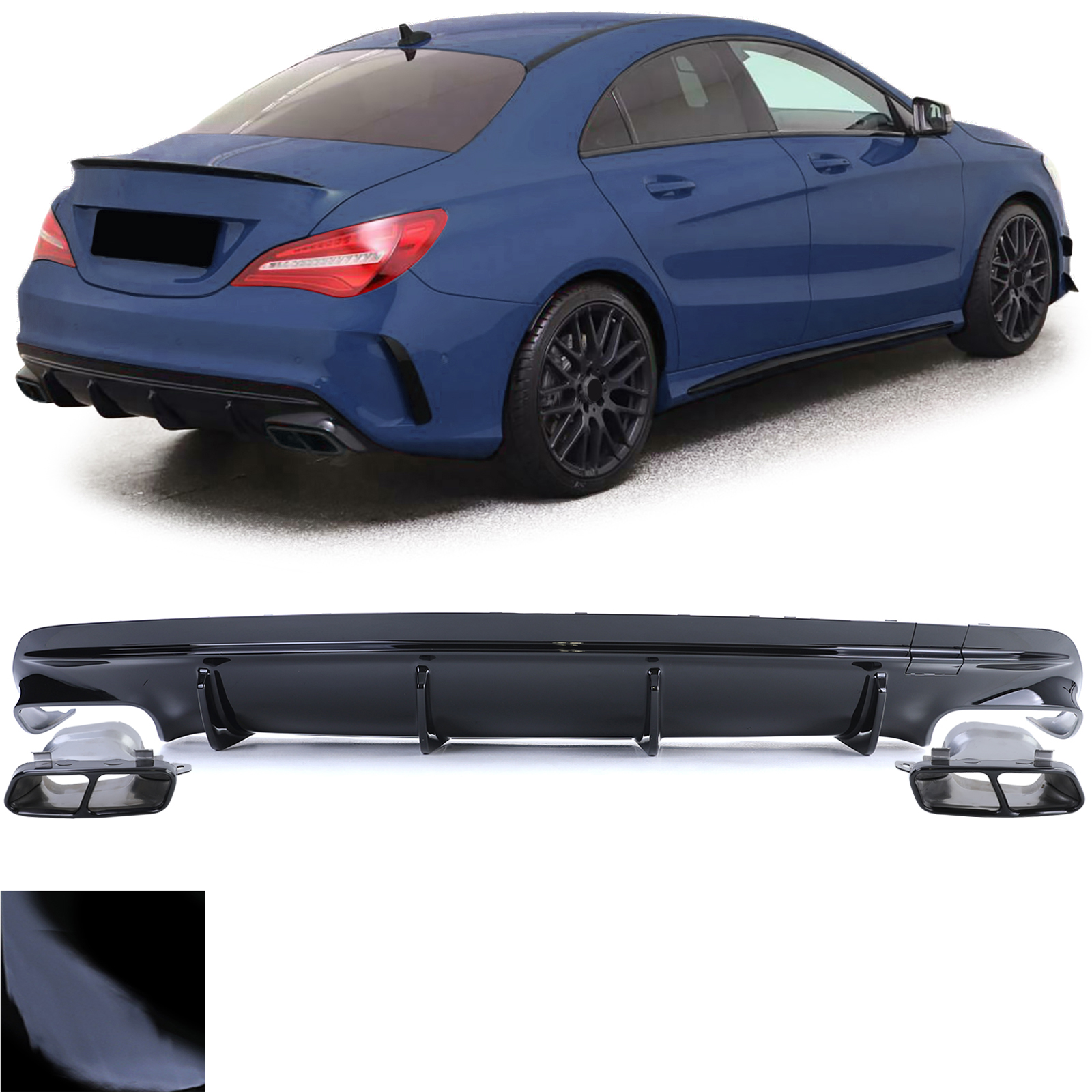Diffuser passend voor Mercedes CLA C117 (2016-2019) CLA45 Look glossy black