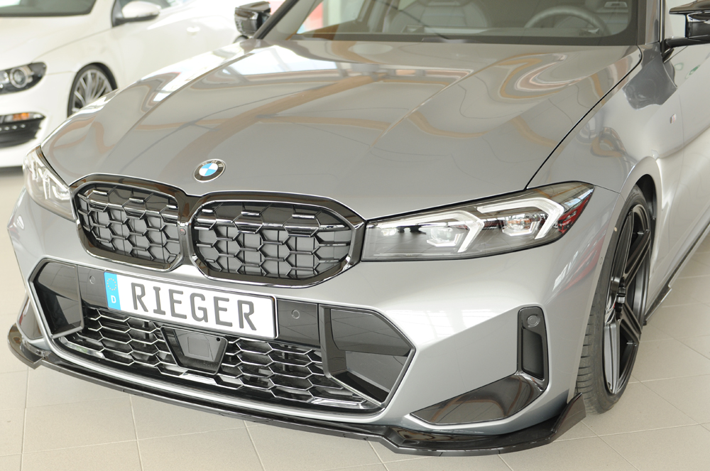 Voorspoiler passend voor BMW 3 Serie M Pakket G20 G21 FL Rieger Glans Zwart