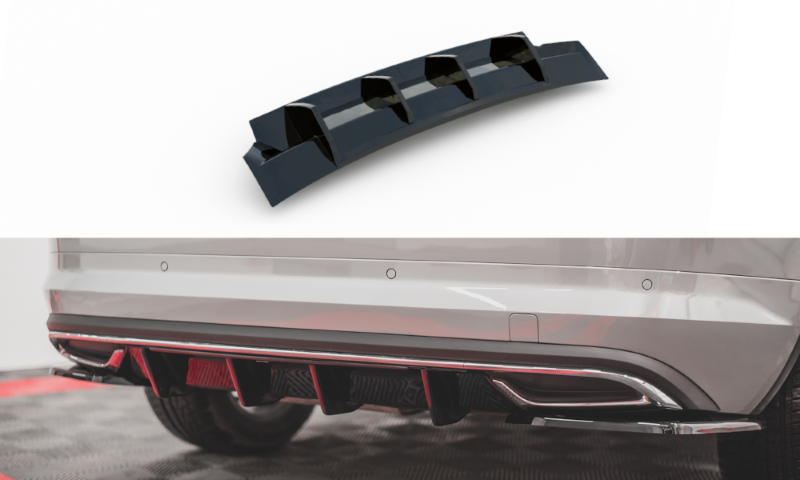 Diffuser passend voor Skoda Kodiaq 1 sportline Maxton Design glans zwart