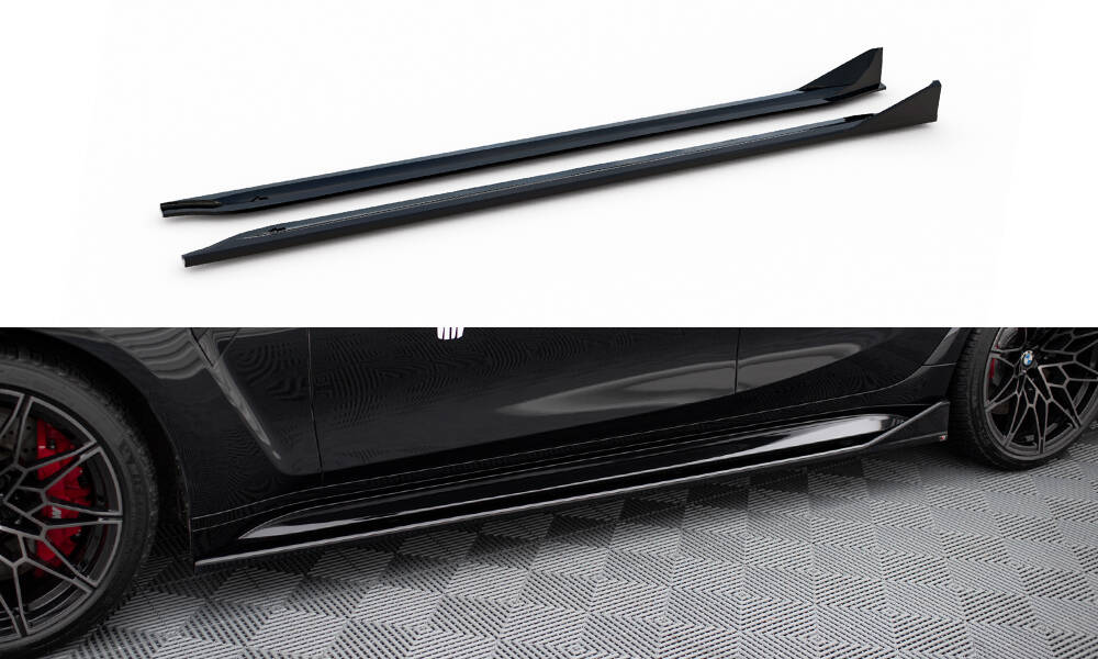 Zijskirts passend voor BMW M3 G80 / G81 Maxton CSL Look Glans Zwart