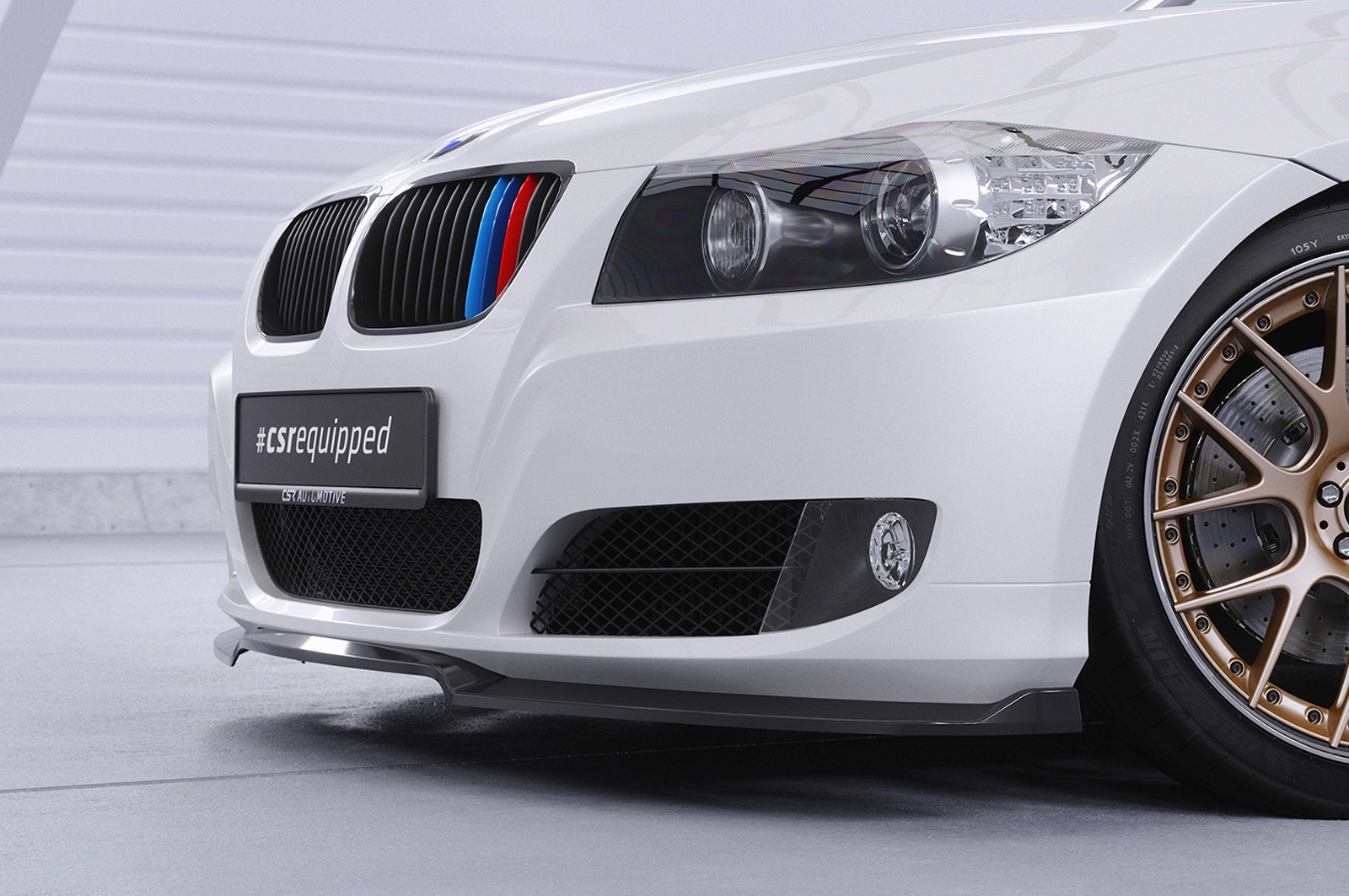 Voorspoiler passend voor BMW 3er E90/E91 LCI 2008-2012 Glans Zwart – CSR
