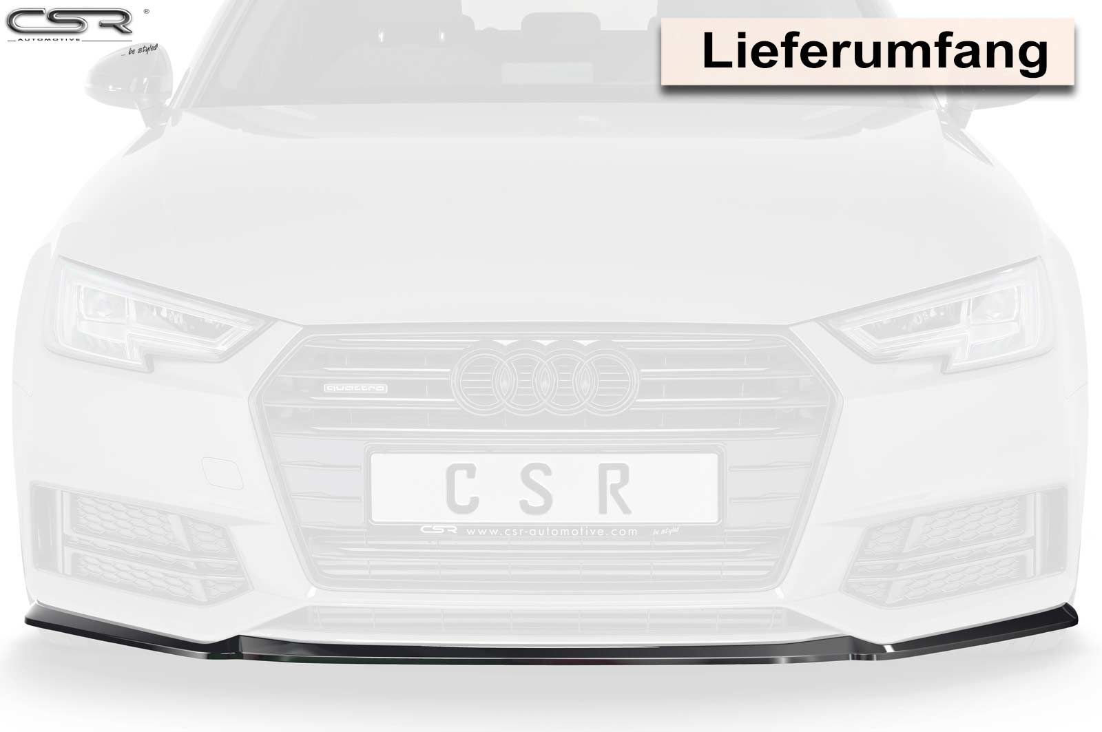 Voorspoiler passend voor Audi A4 B9 8W S-Line / S4 Glans Zwart