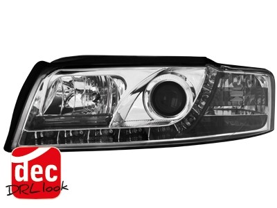 Koplampen passend voor Audi A4 8E Devil Eyes DRL look chroom