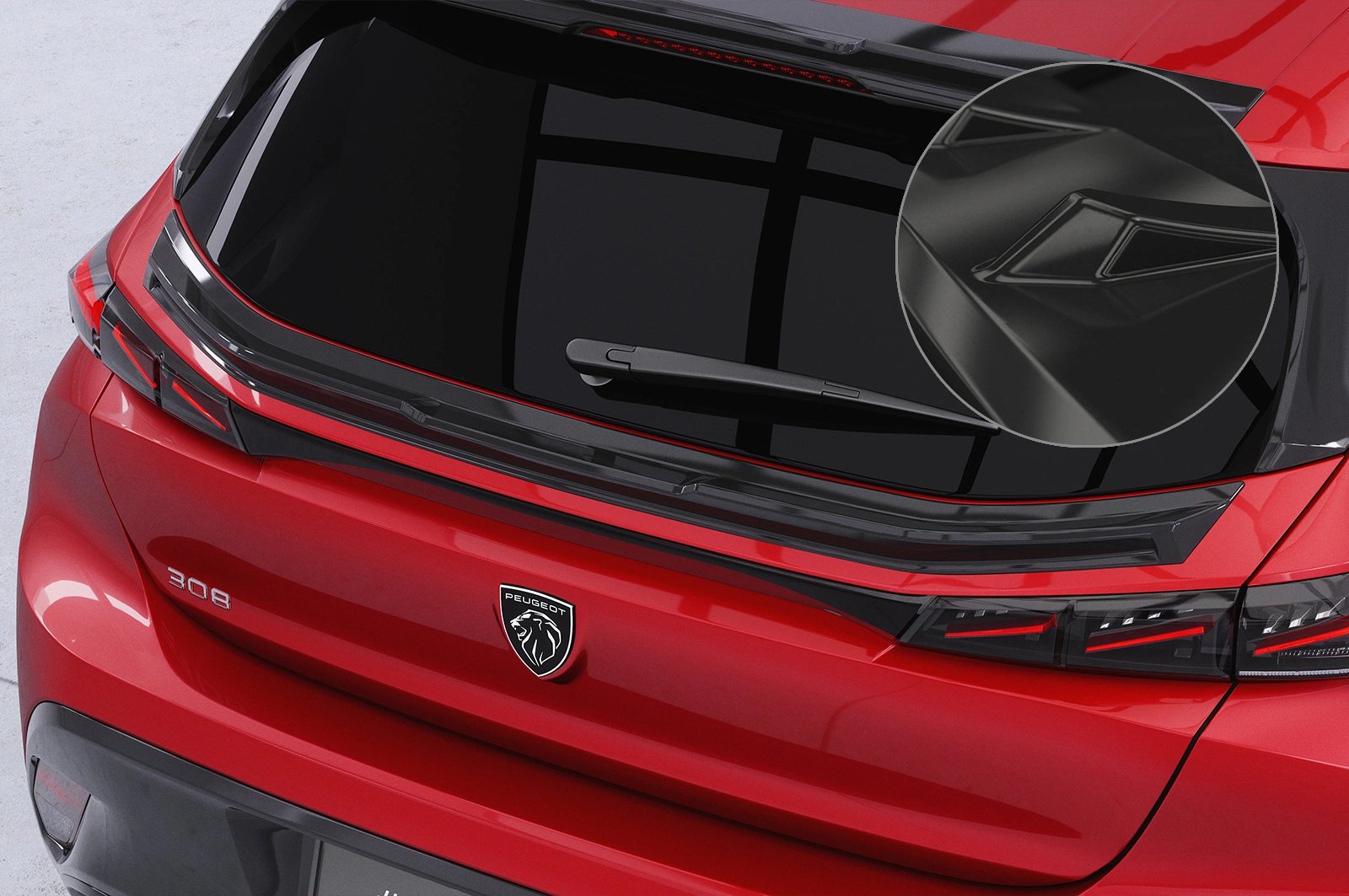 Achterspoiler Peugeot 308 (P51) glans zwart