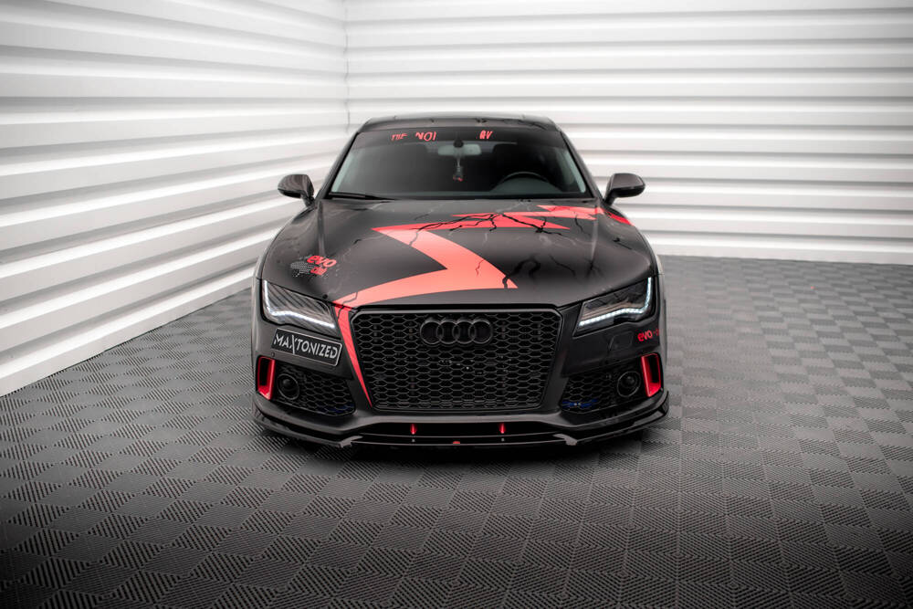 Voorspoiler passend voor Audi A7 C7 met RS7 Look Bumper Maxton Glans Zwart