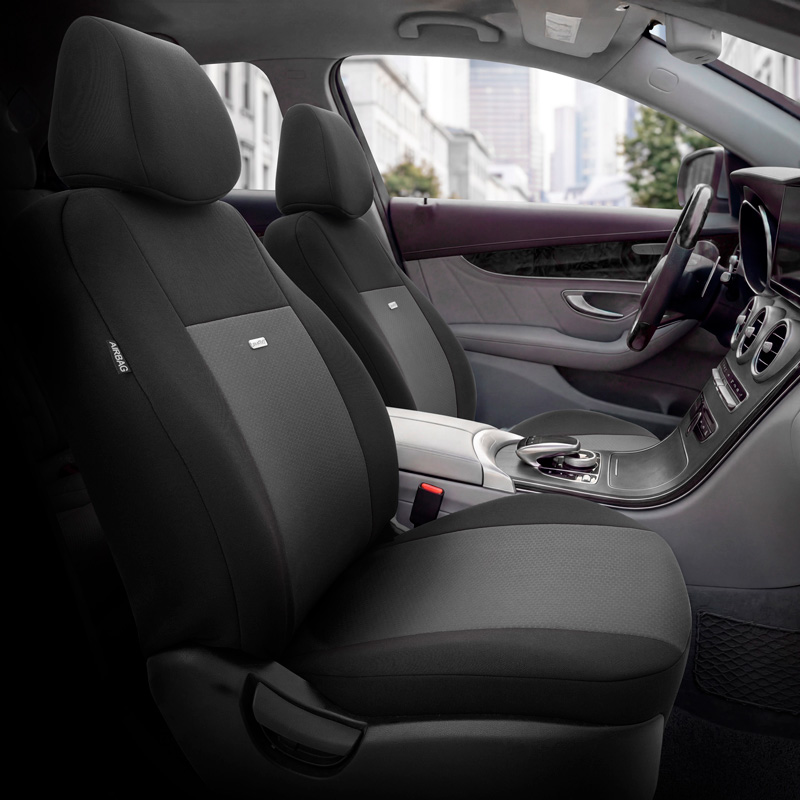 otoM Universele Stoffen Stoelhoezenset 'SelectedFit Flex' Zwart - 10-delig - geschikt voor Side-Airbags
