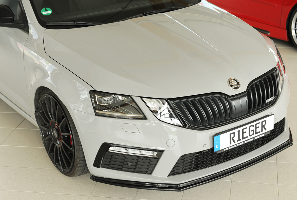 Voorspoiler passend voor Skoda Octavia RS 5E Rieger Glans Zwart