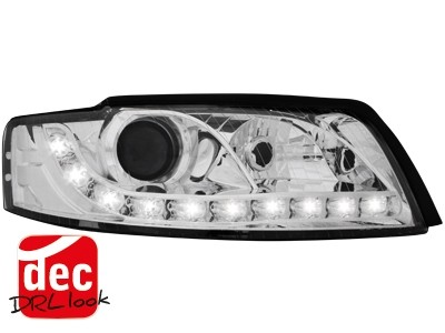 Koplampen passend voor Audi A4 8E Devil Eyes DRL look chroom