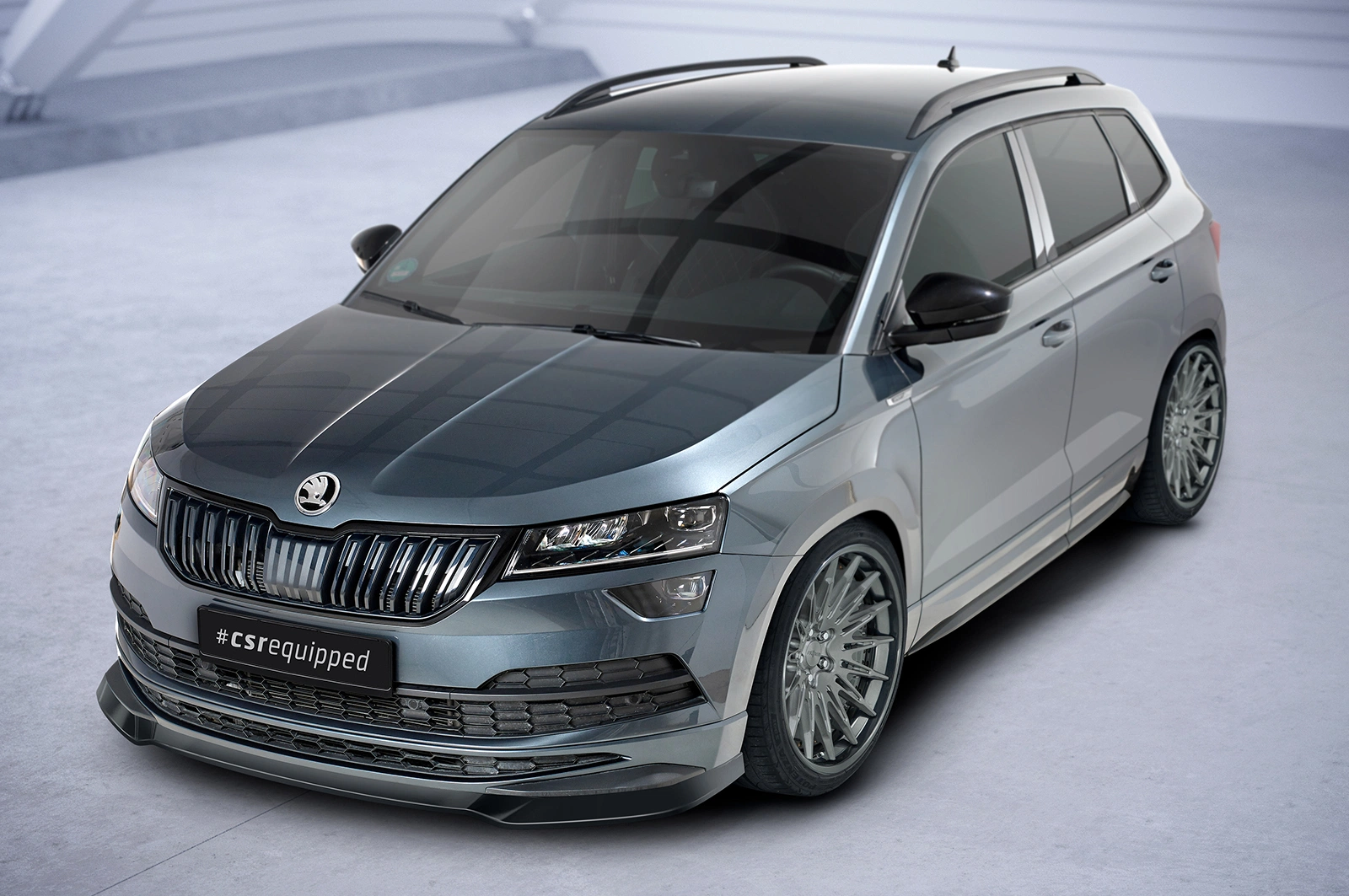 Voorspoiler passend voor Skoda Karoq SportLine Glans Zwart van CSR Automotive (2017-)