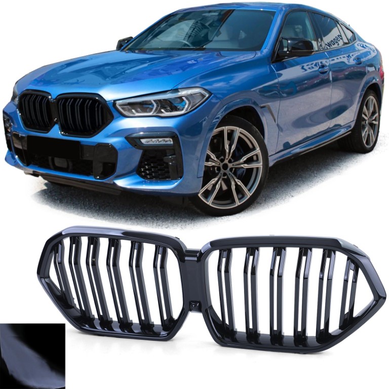 Grill passend voor BMW X6 G06 Glans Zwart Dubbel