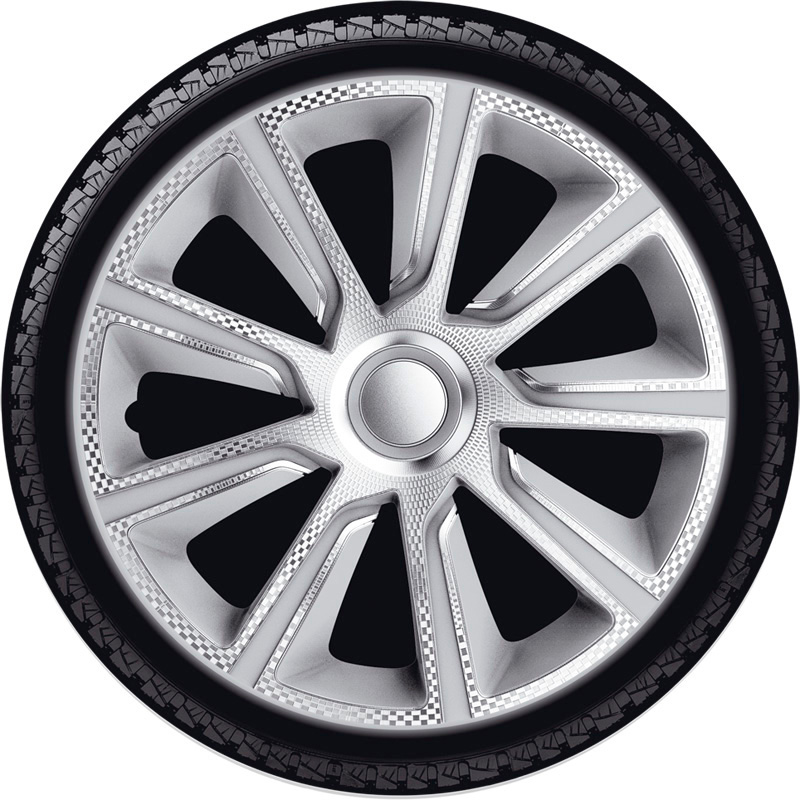 4-Delige J-Tec Wieldoppenset Veron 14-inch zilver/carbon-look