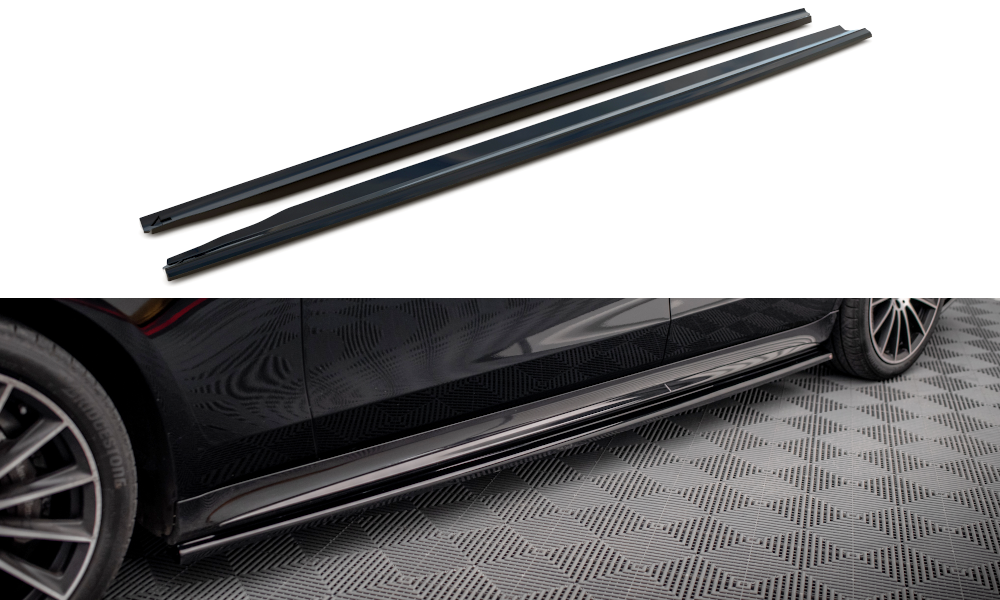 Zijskirts passend voor Mercedes S Klasse Lang W223 AMG Pakket Maxton Glans Zwart
