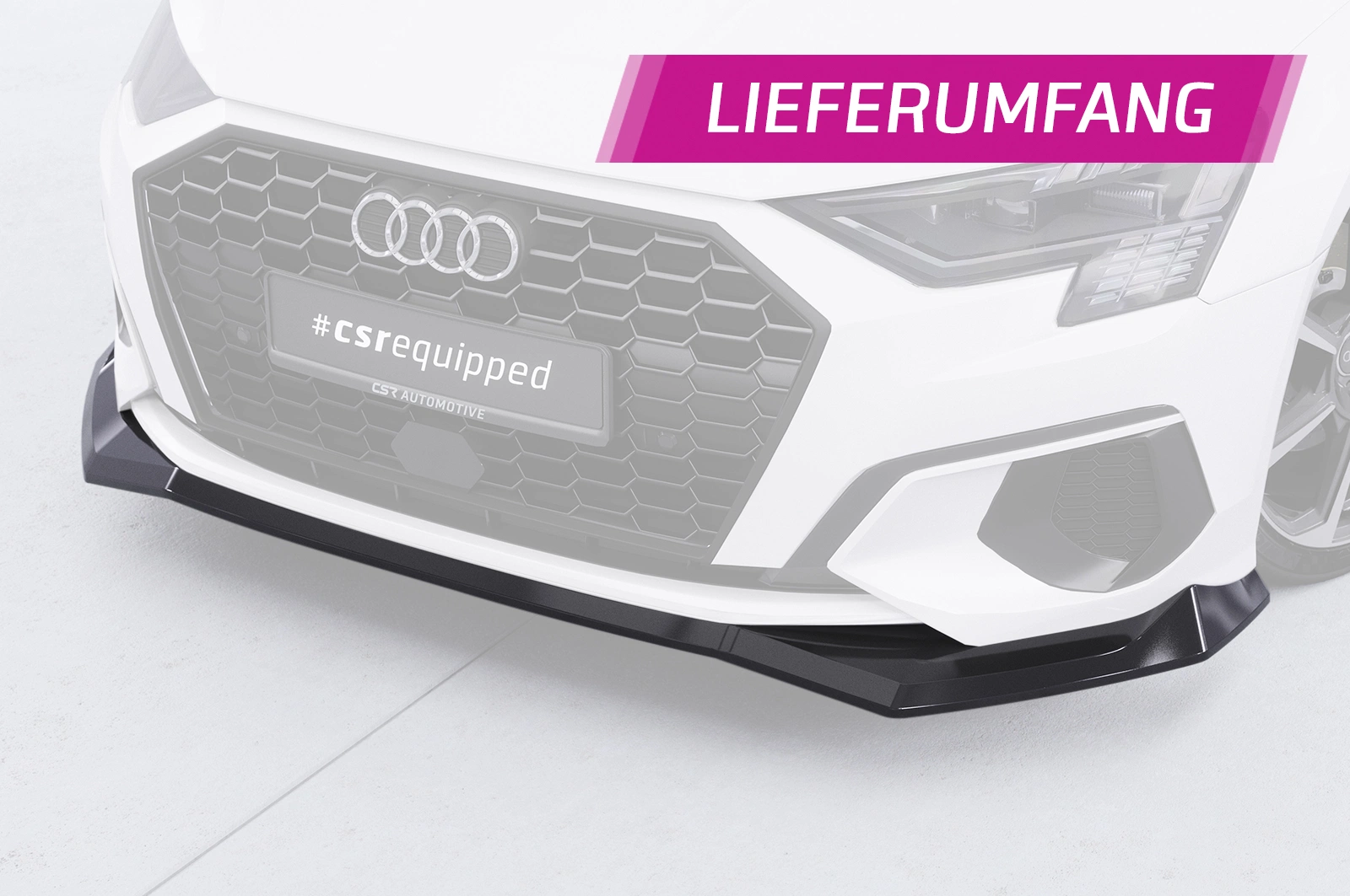 Voorspoiler Audi A3 8Y Sportback glans zwart