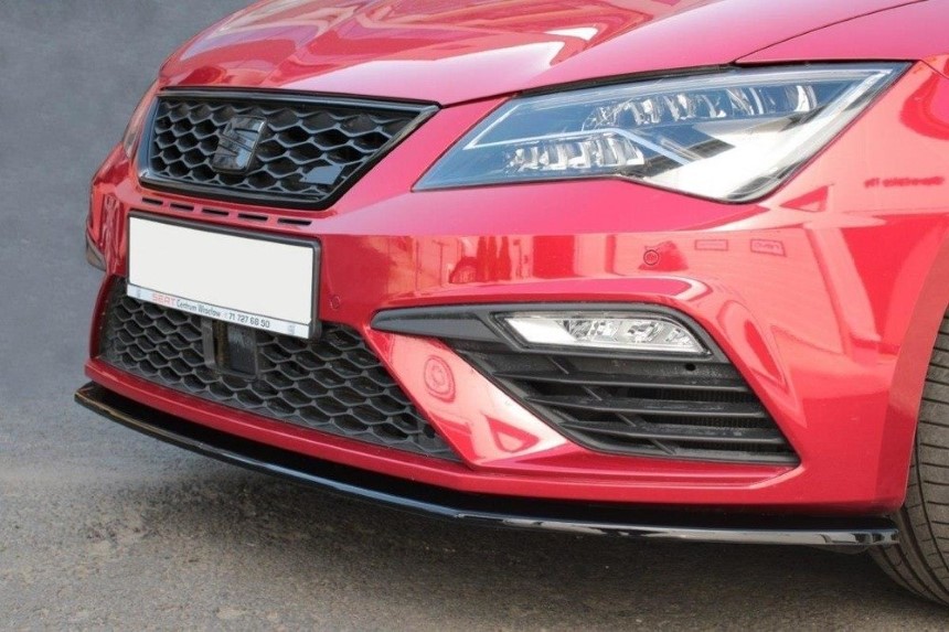 Voorspoiler passend voor Seat Leon FR 5F Maxton Design glans zwart