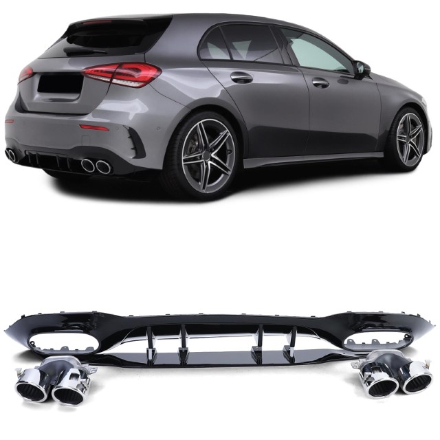 Diffuser passend voor Mercedes A klasse W177 A35/A45 Look Chroom Sierstukken