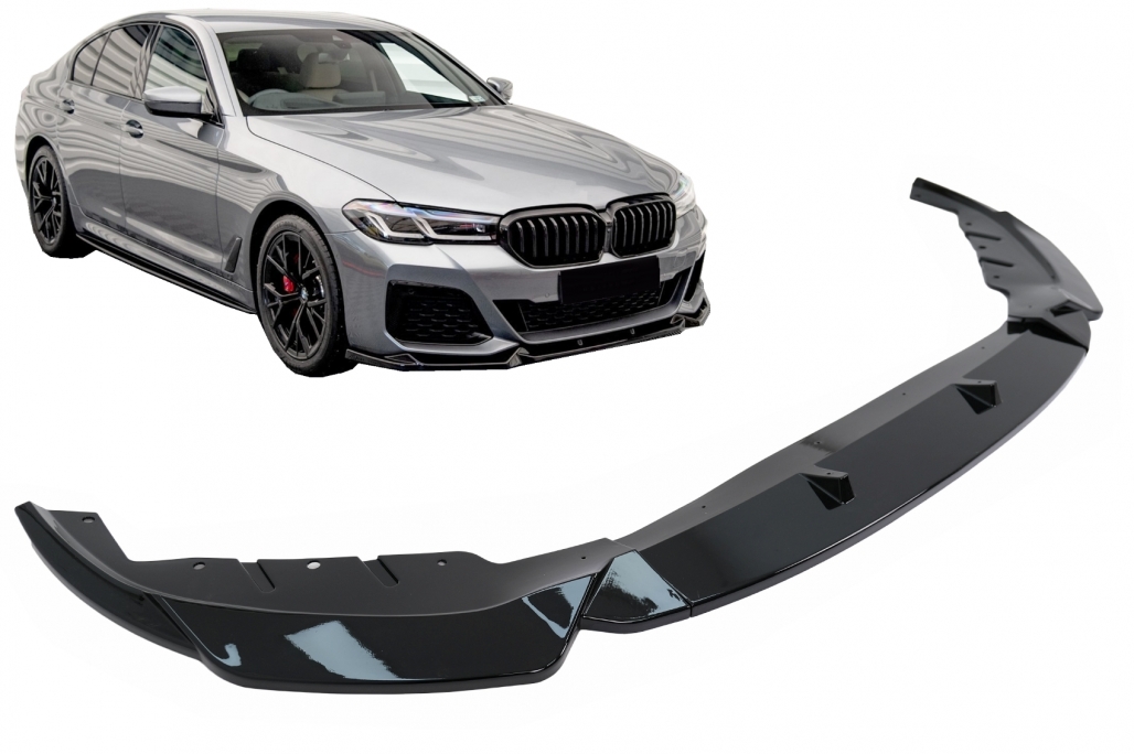 Voorspoiler passend voor BMW 5-Serie G30 G31 LCI M-Pakket Glans Zwart