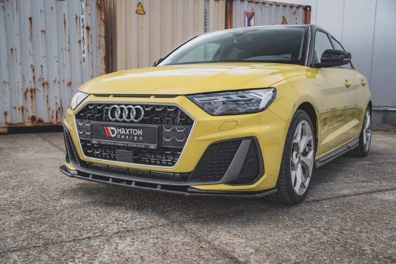 Voorspoiler passend voor Audi A1 S-LINE GB glanzend zwart V.1