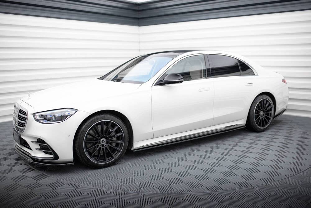 Zijskirts passend voor Mercedes S Klasse W223 AMG Pakket Maxton Glans Zwart