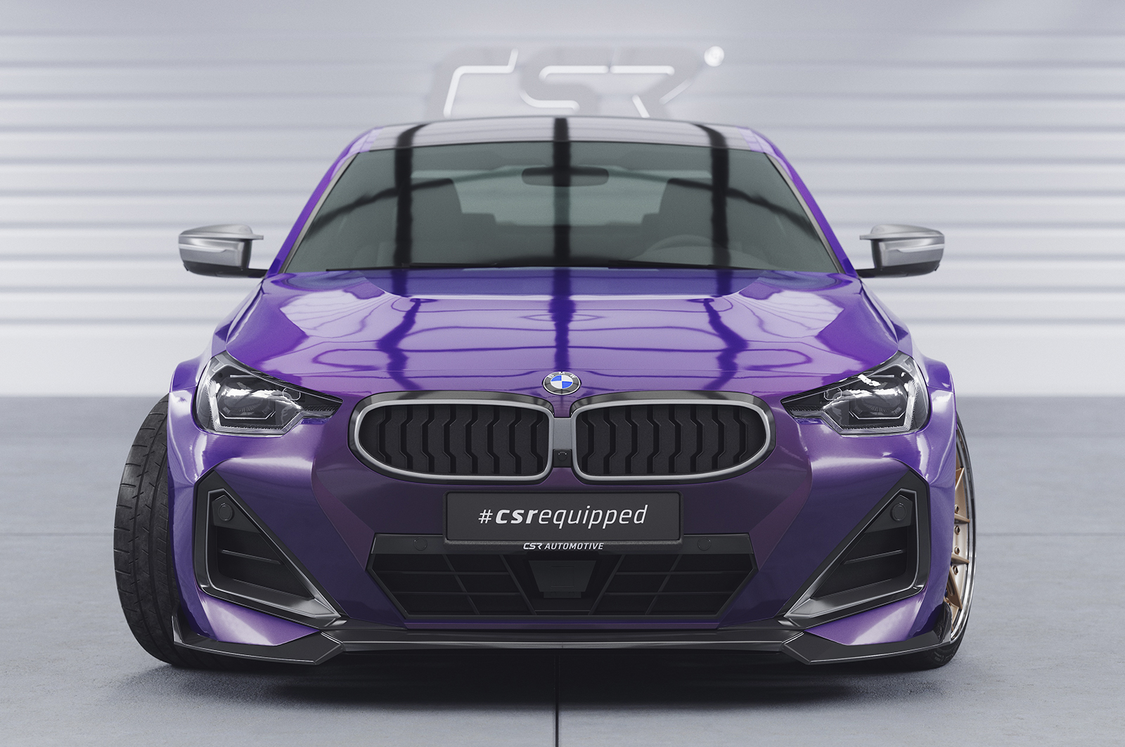 Voorspoiler passend voor BMW 2 Serie M Pakket / M240i G42 CSR Glans Zwart