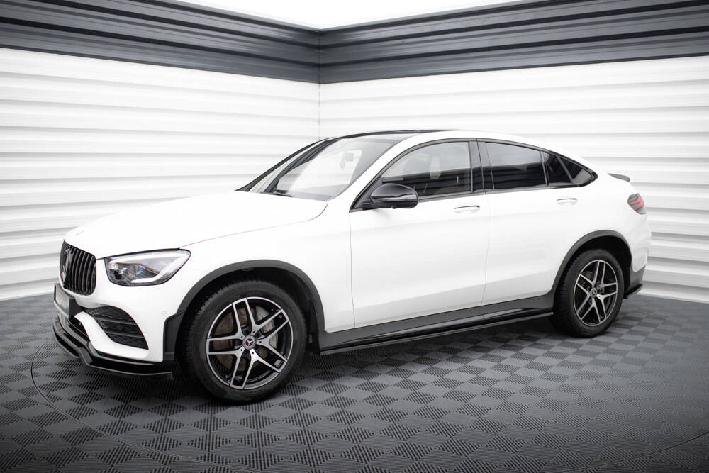 Zijskirts passend voor Mercedes GLC AMG Pakket X253 Maxton Glans Zwart