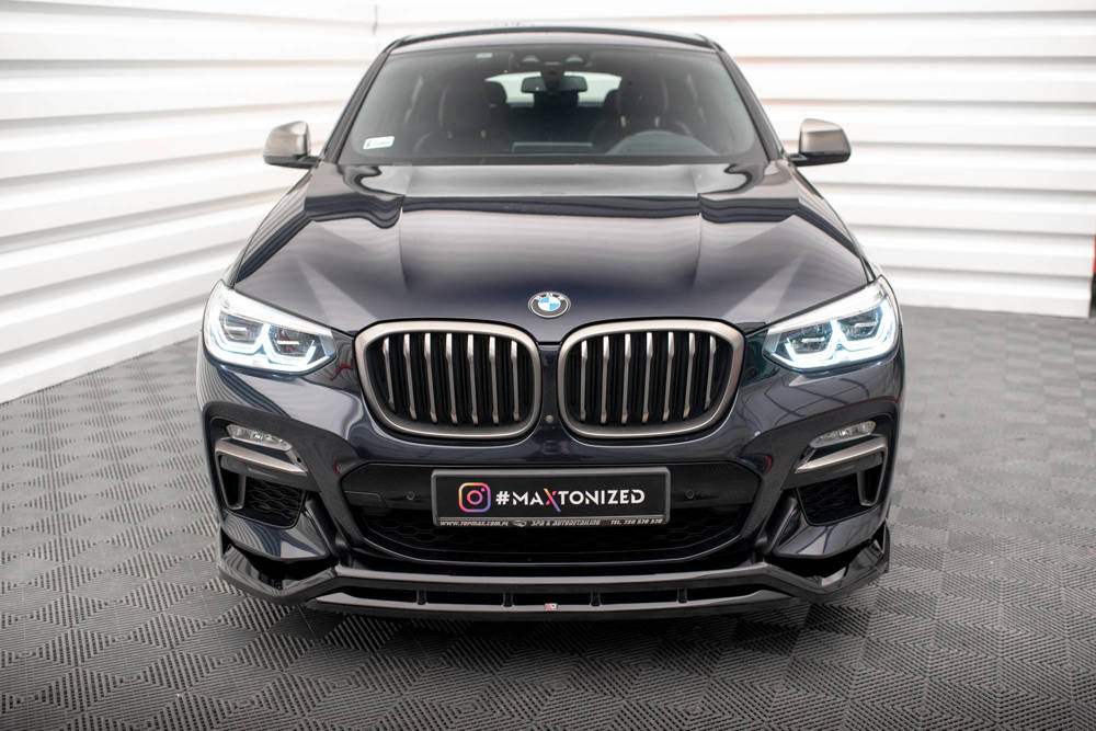 Voorspoiler passend voor BMW X4 M-Pack G02 Maxton Glans Zwart