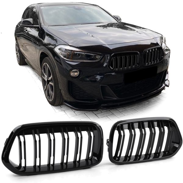 Grill passend voor BMW X2 F39 Glans Zwart