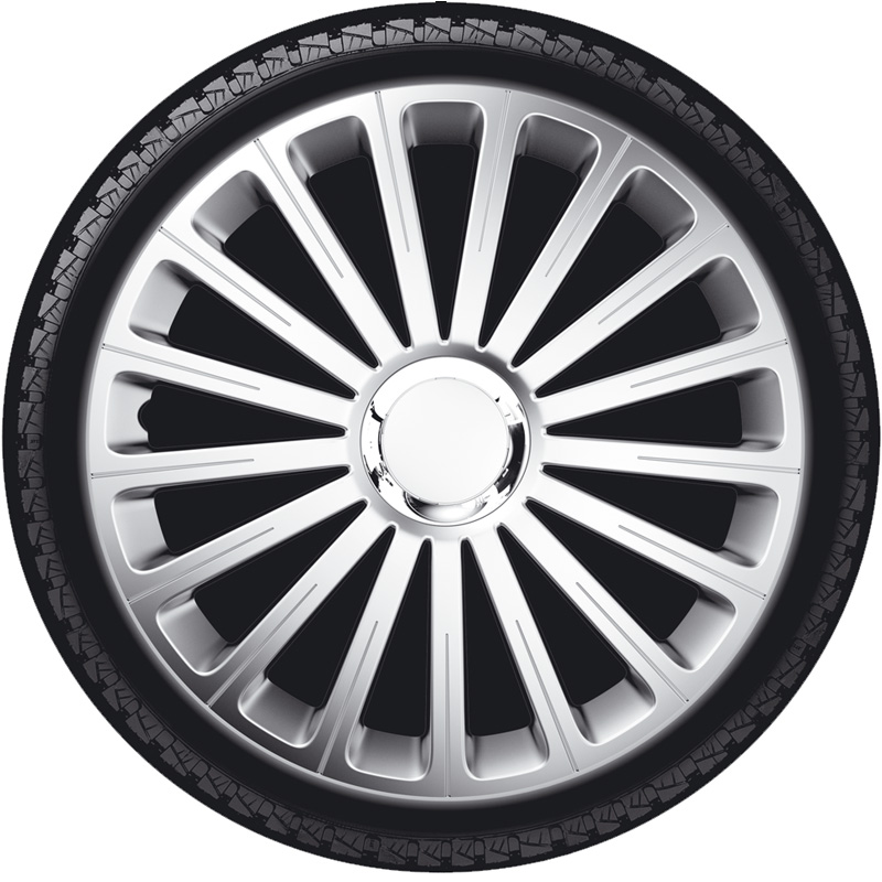 4-Delige Wieldoppenset Radical 15-inch zilver + chroom ring