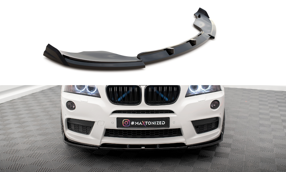 Voorspoiler passend voor BMW X3 M-Pack F25 2010 - 2014 Maxton Glans Zwart