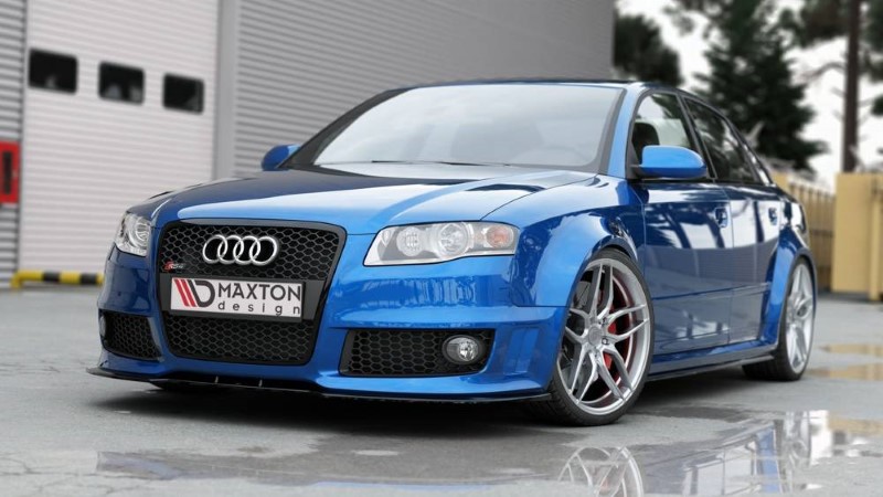Voorspoiler passend voor Audi RS4 B7 V.2 Glanzend Zwart
