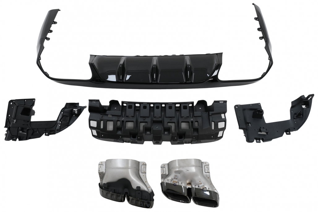 Diffuser passend voor Mercedes E-Class C238 Coupe Cabrio (2016-2019) E63 Look Piano Black Met Sierstukken