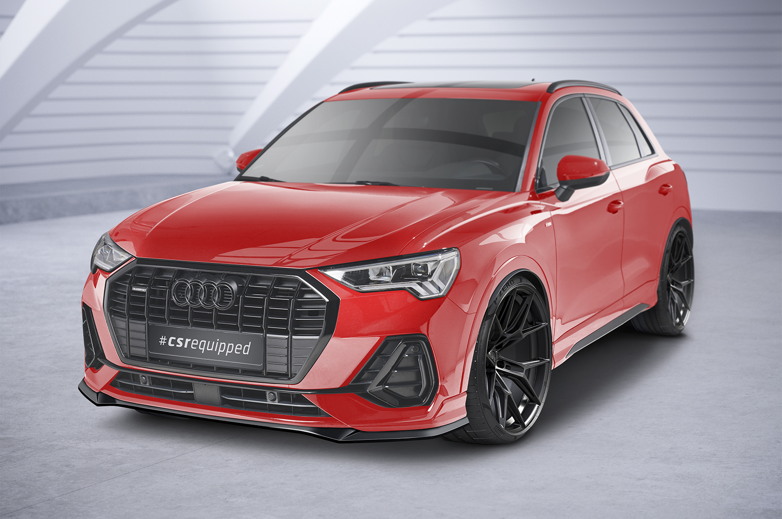 Voorspoiler passend voor Audi Q3 S-Line F3 CSR Glans Zwart