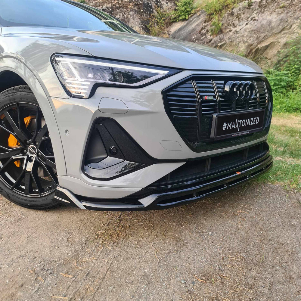 Voorspoiler passend voor Audi e-Tron S-Line Glans Zwart Maxton