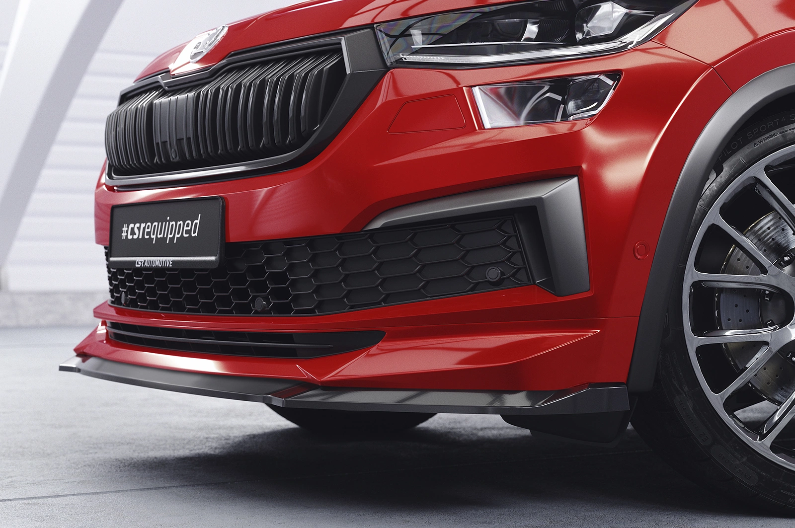 Voorspoiler passend voor Skoda Kodiaq (Facelift) 2021- Glans Zwart – CSR